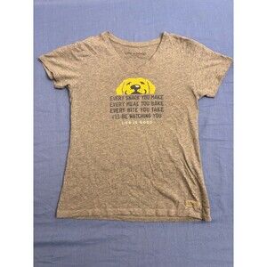 Life is Good Funny Dog Every Breath You Take Spoof T-shirt Women's Size S Gray